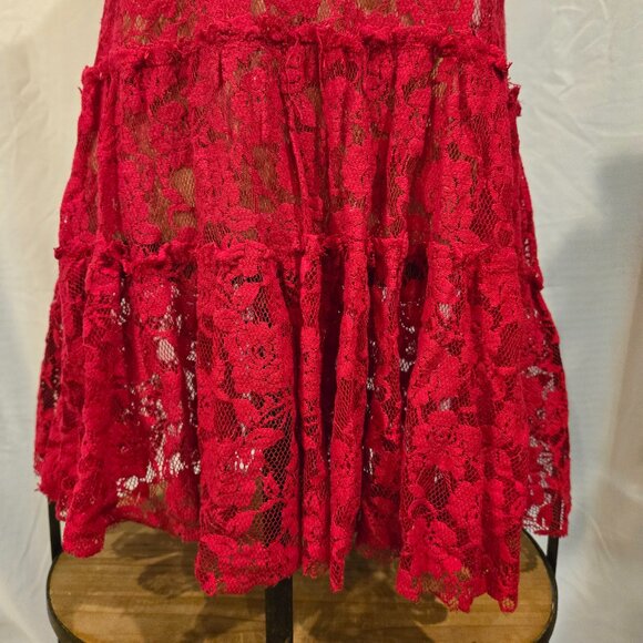 FREE PEOPLE RED LACE DRESS - Picture 3 of 11